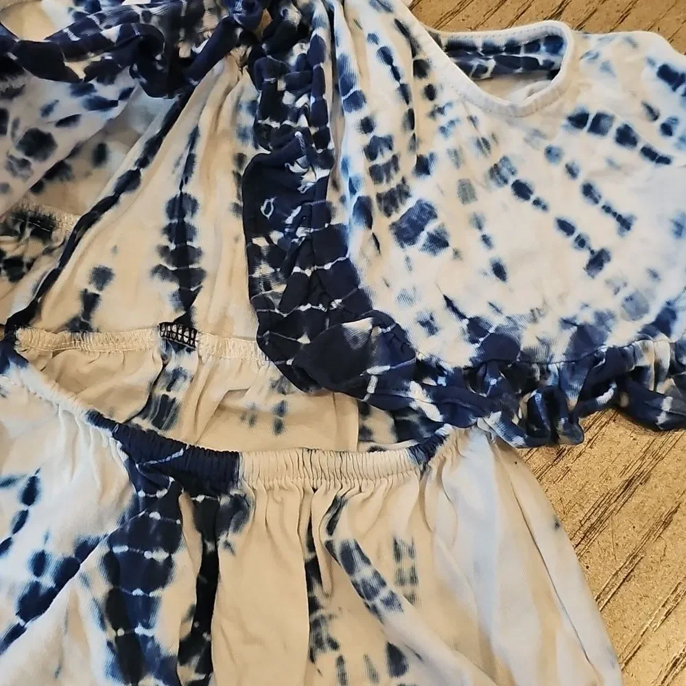 Ralph Lauren Navy and White Tie Dye Baby Romper 6M
